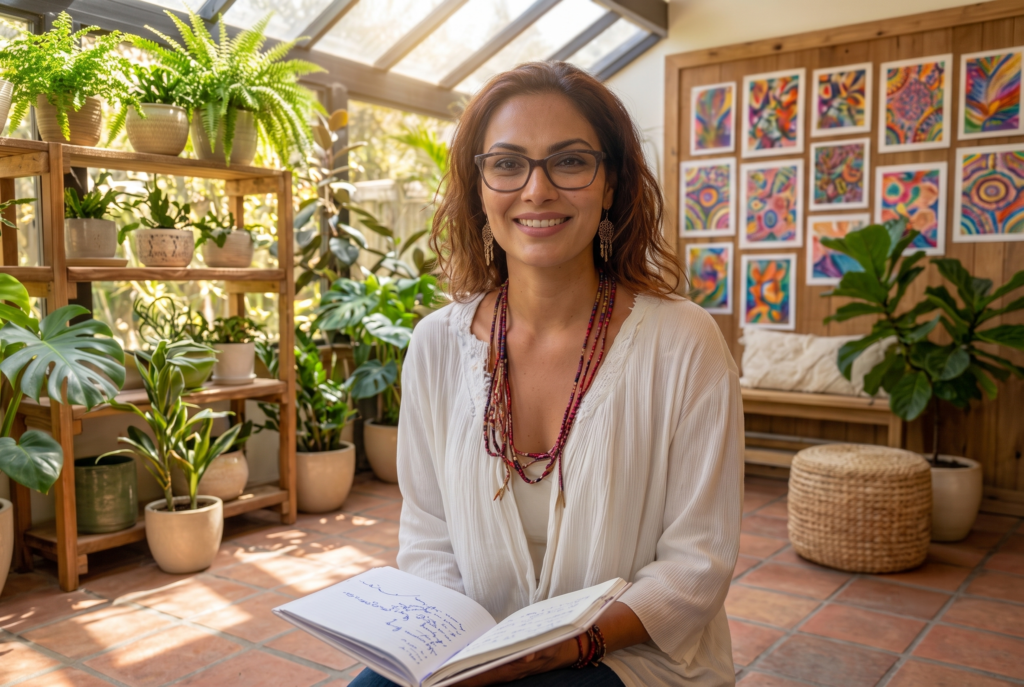 Psicóloga Camila Laredo em sua clínica de psicologia
